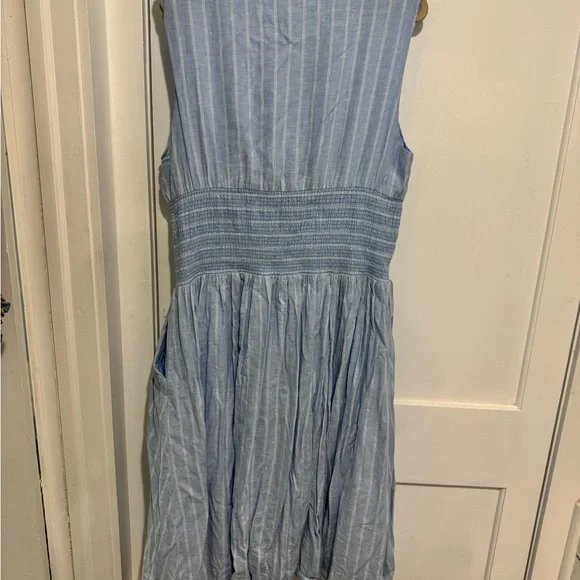 Anthropologie The Tommie Cap-Sleeve Smocked Front-Zip Shirt Dress Size 2X - Picture 8 of 9